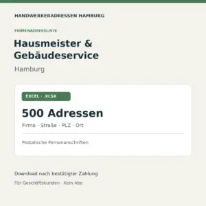 Hausmeister und Gebäudeservice Hamburg: Excel-Liste mit 500 Firmenadressen und Postanschriften